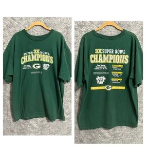 Green Bay Packers Mens Shirt Green Super Bowl History XL Football Reebok Womens